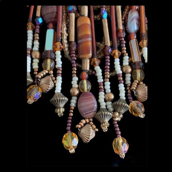 Vintage Artist hand beaded picture agate and banded agate western design brooch - Picture 4 of 9